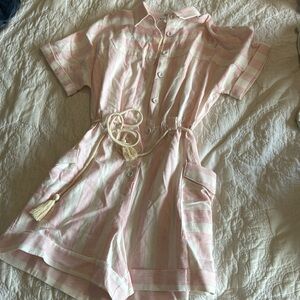 Pink and white striped romper